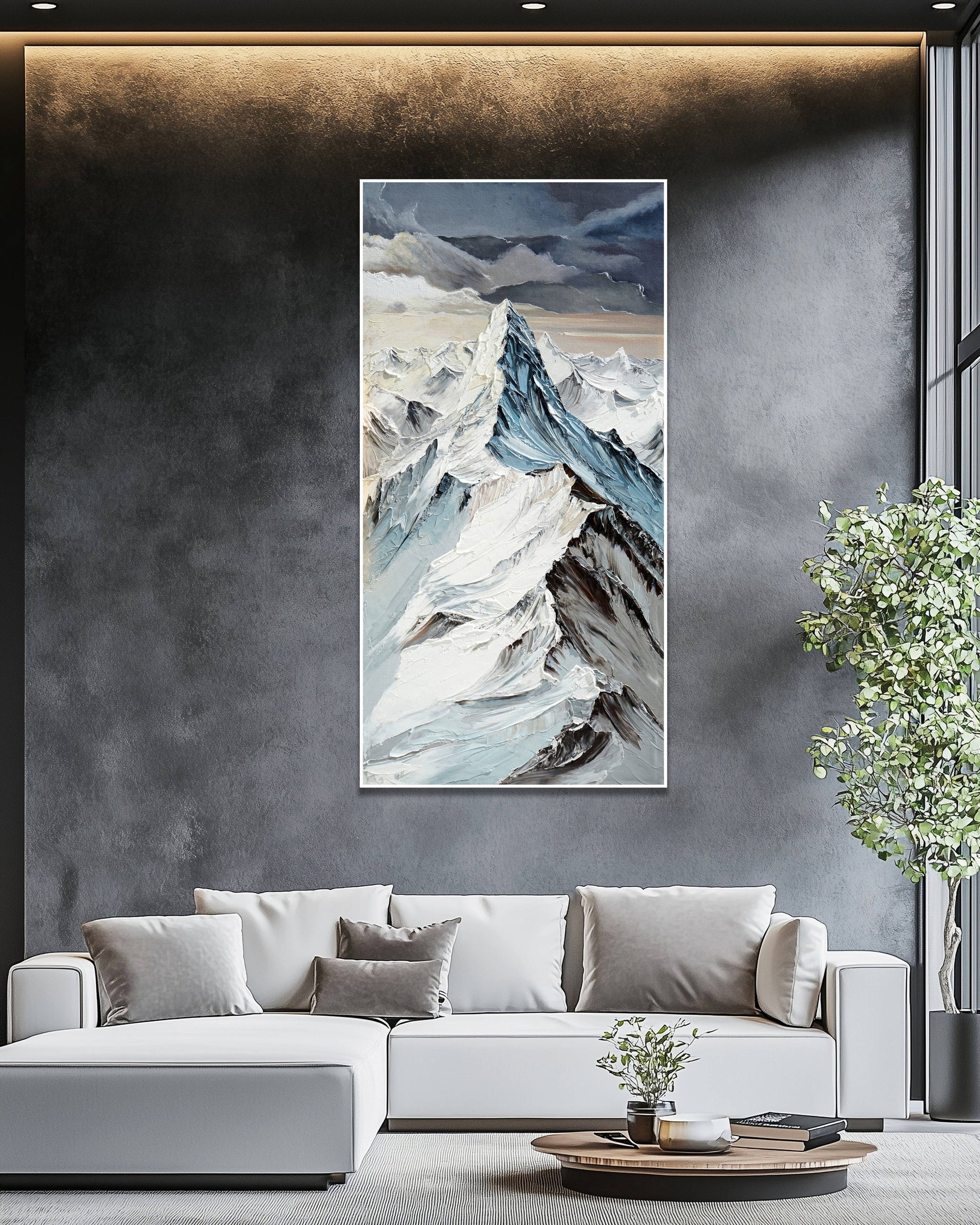 Dipinto a mano acrilico su tela Scenario Astratto 70x140cm