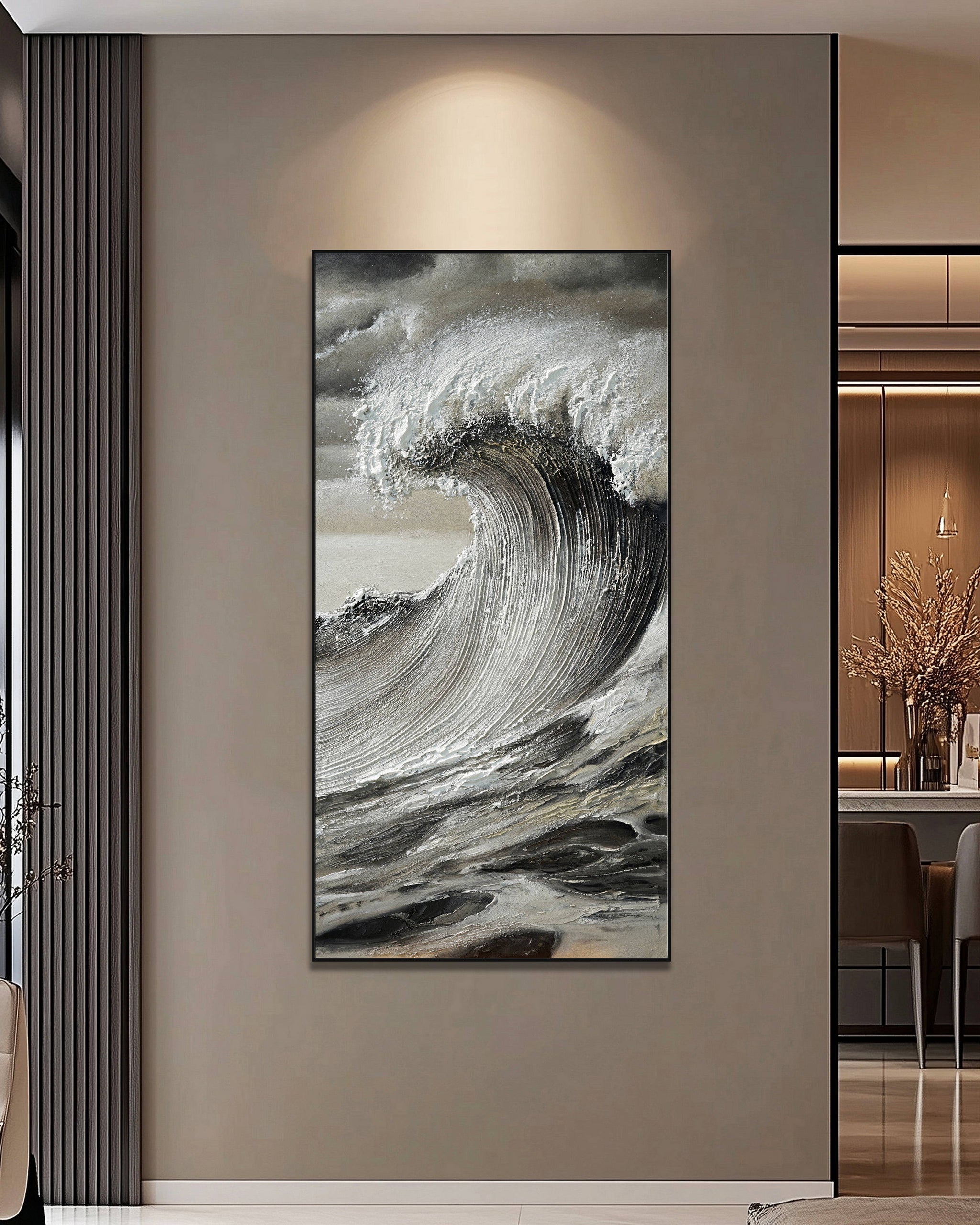 Dipinto a mano acrilico su tela Scenario Astratto 70x140cm