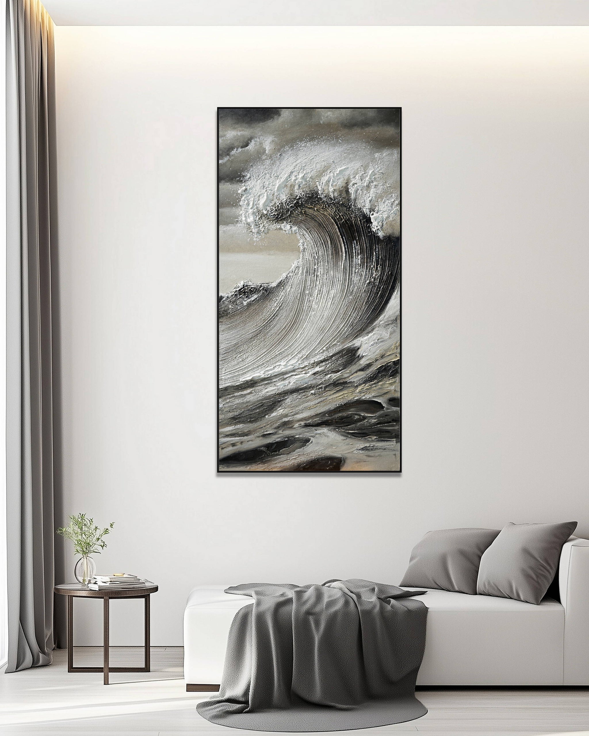 Dipinto a mano acrilico su tela Scenario Astratto 70x140cm