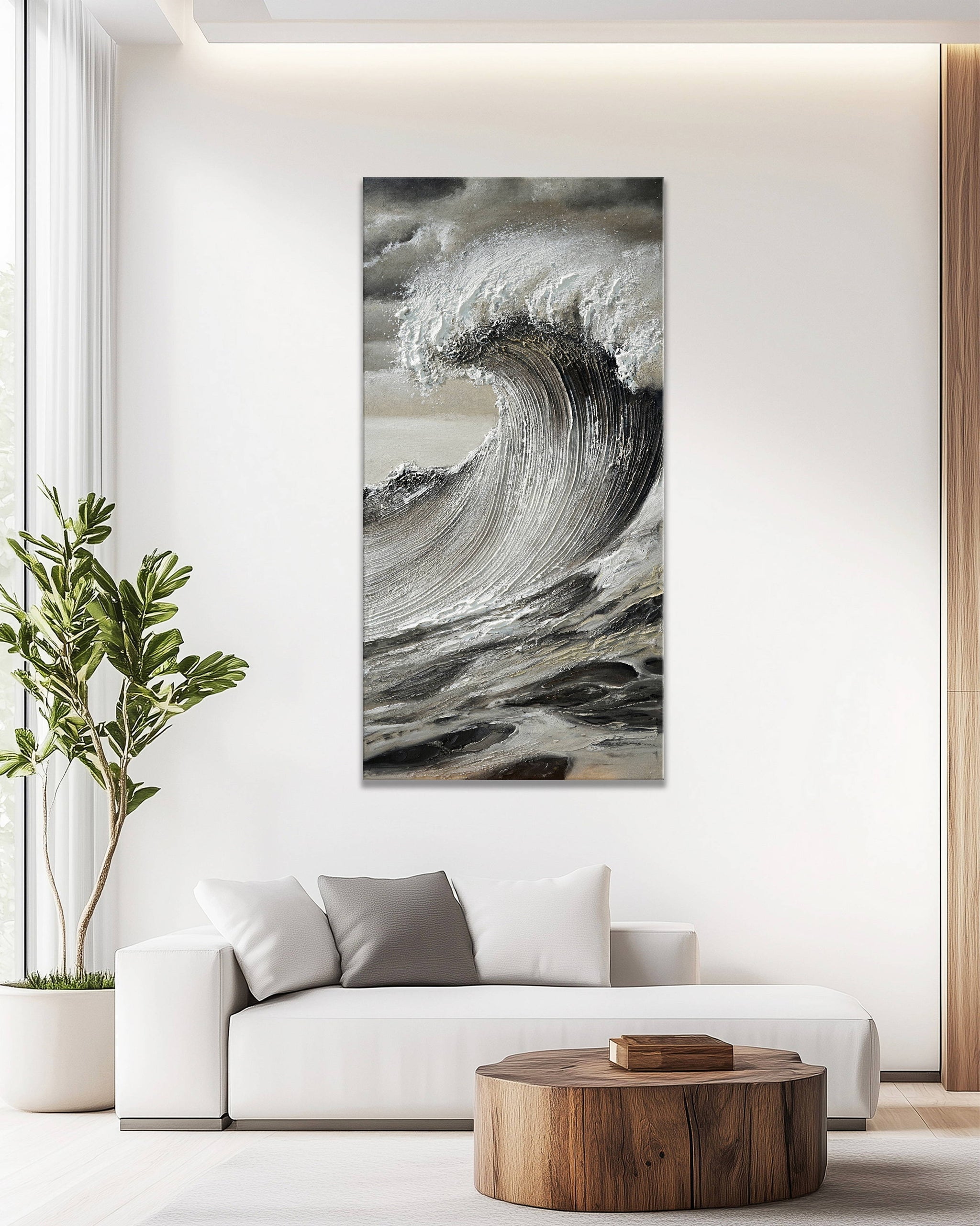 Dipinto a mano acrilico su tela Scenario Astratto 70x140cm