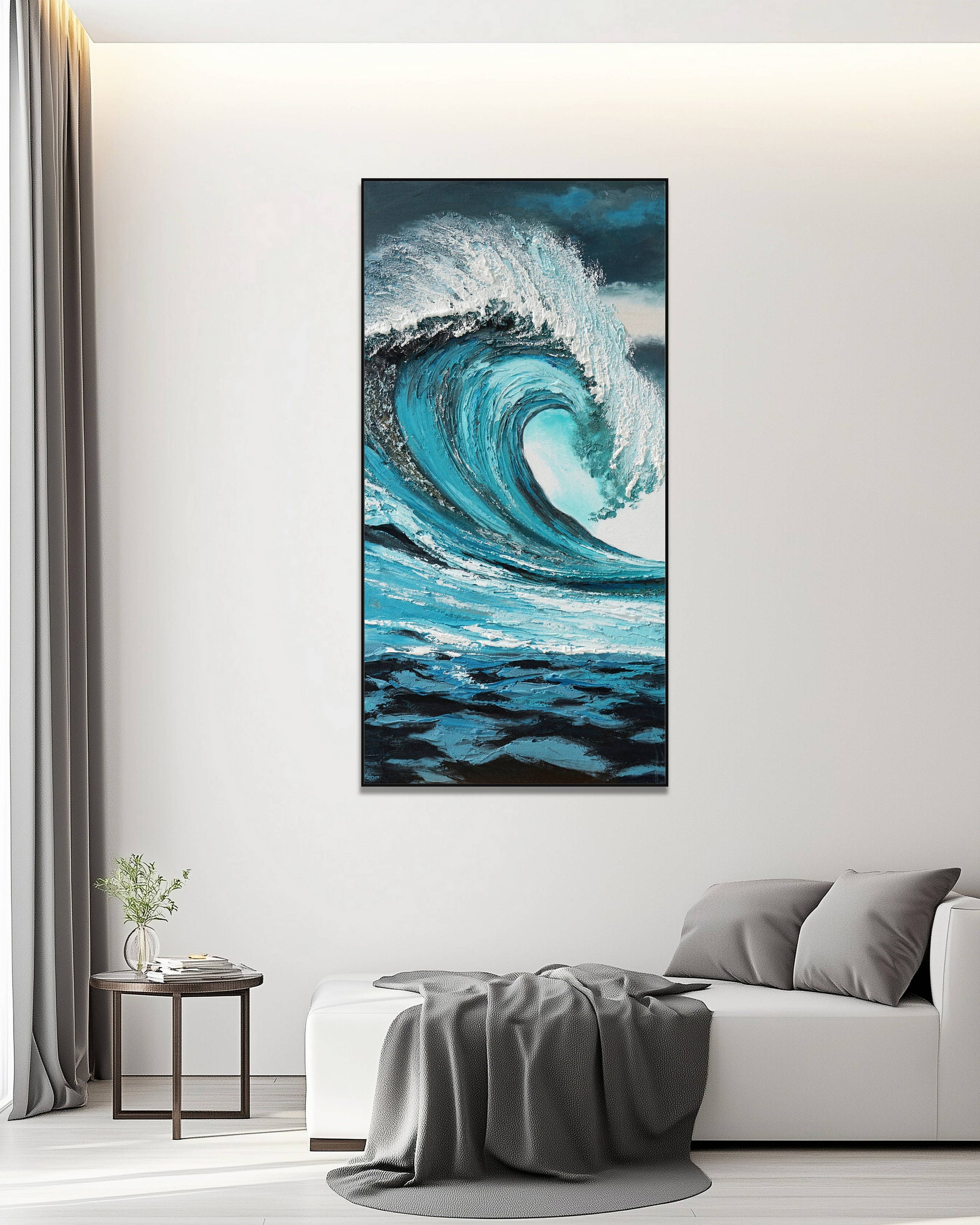 Dipinto a mano acrilico su tela Scenario Astratto 70x140cm