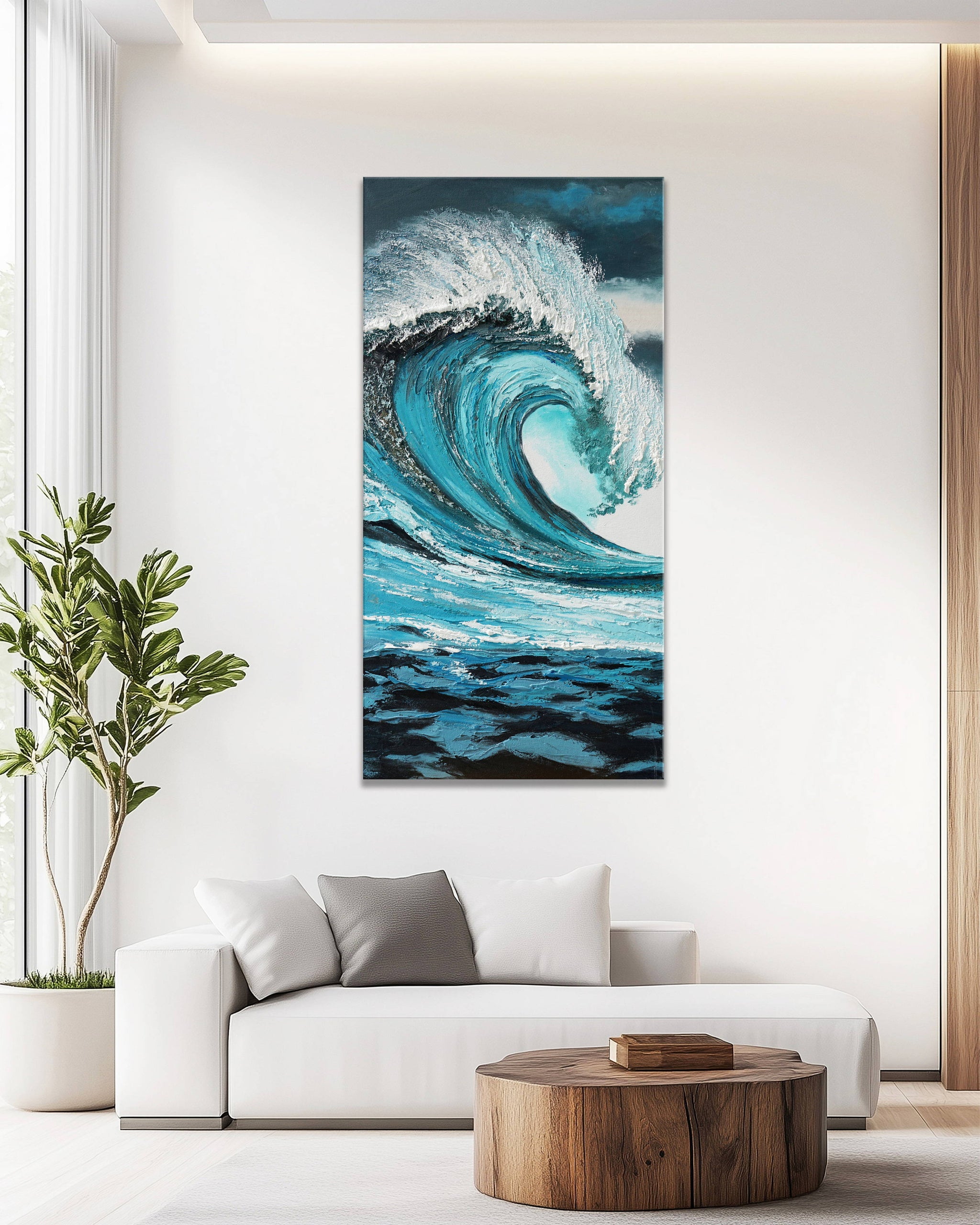 Dipinto a mano acrilico su tela Scenario Astratto 70x140cm