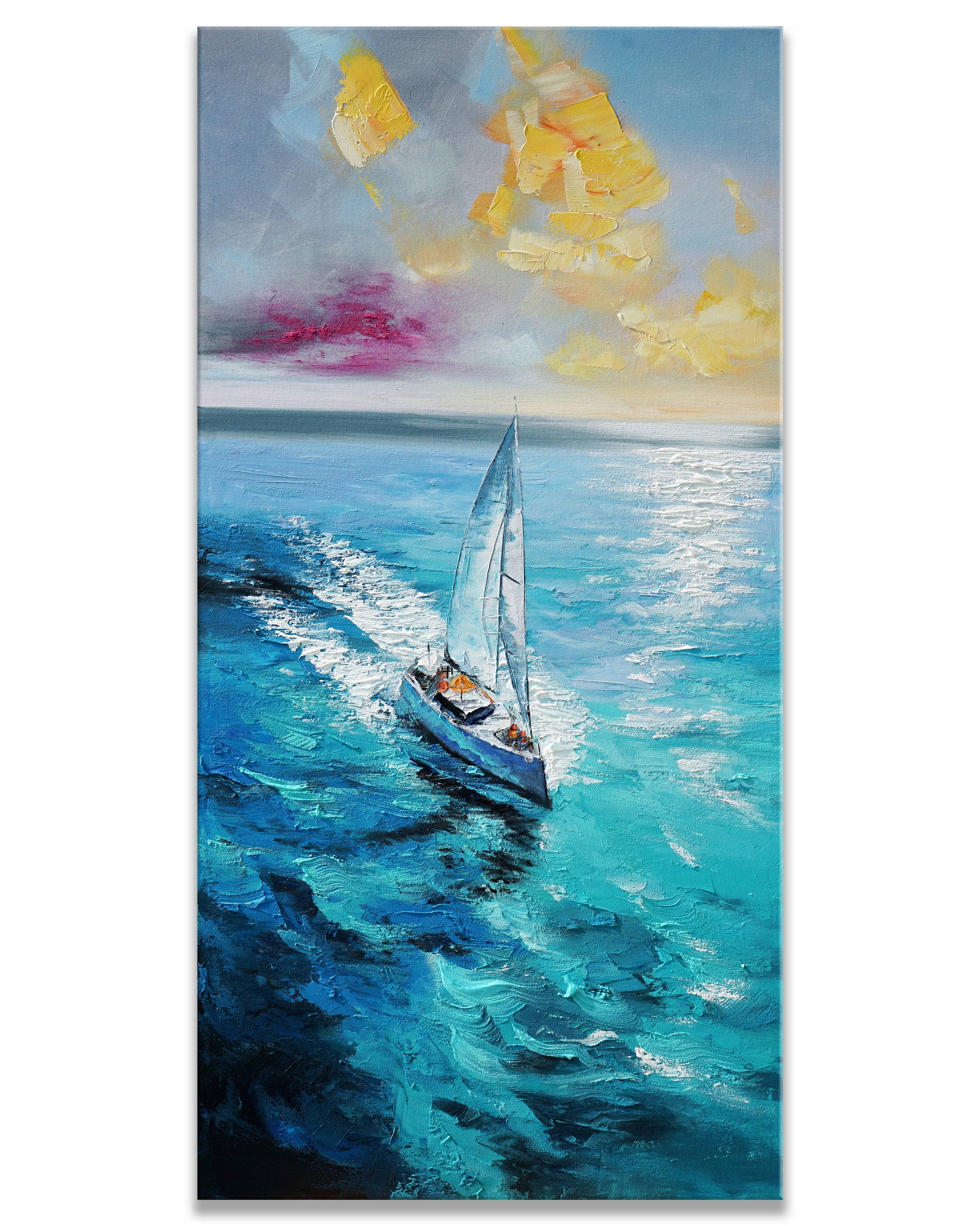 Dipinto a mano acrilico su tela Scenario Astratto 70x140cm