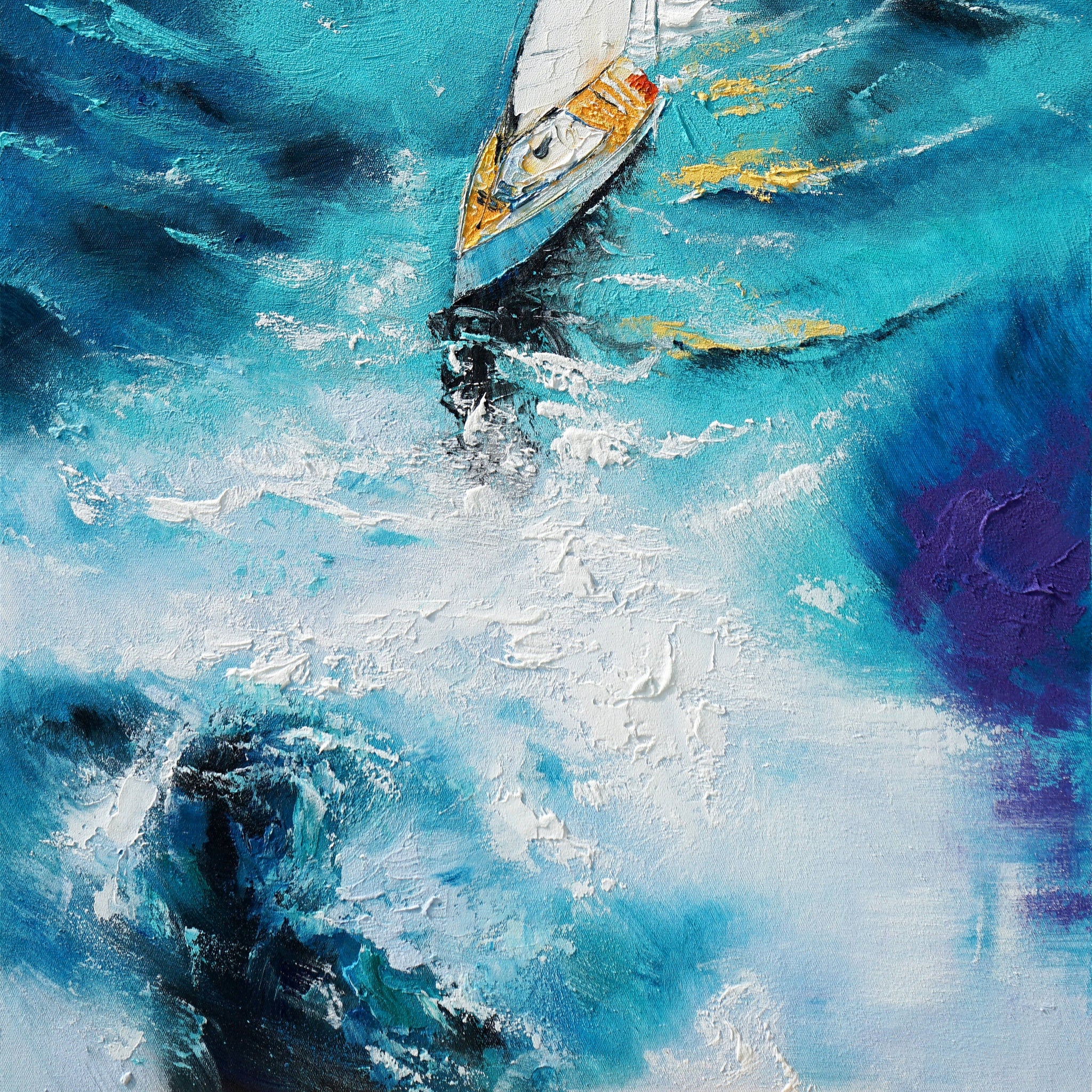 Dipinto a mano acrilico su tela Scenario Astratto 70x140cm