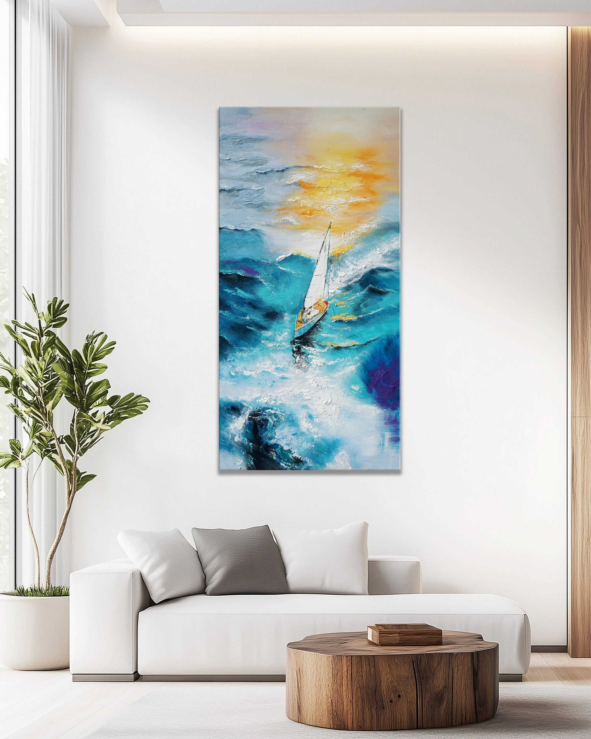 Dipinto a mano acrilico su tela Scenario Astratto 70x140cm
