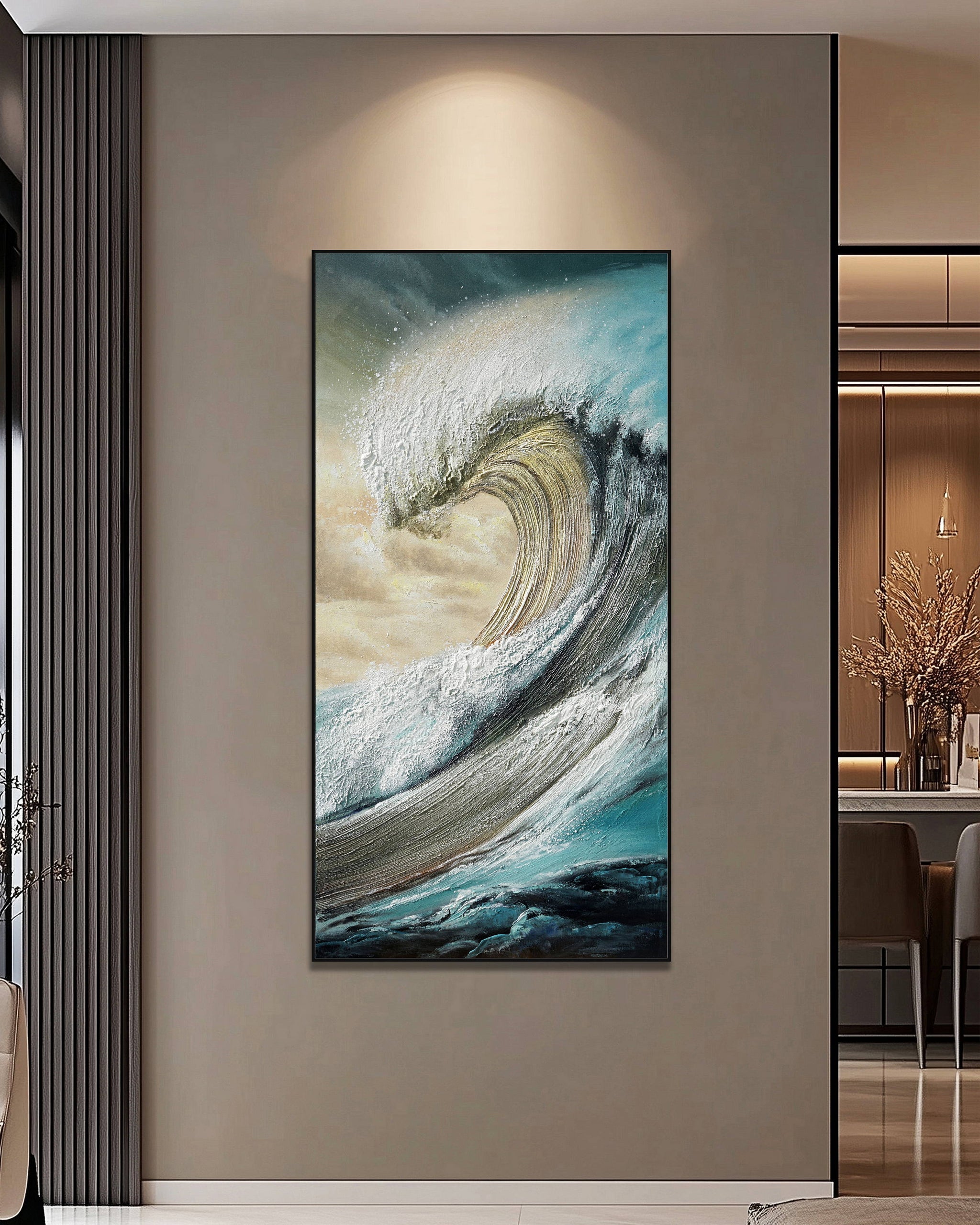 Dipinto a mano acrilico su tela Scenario Astratto 70x140cm