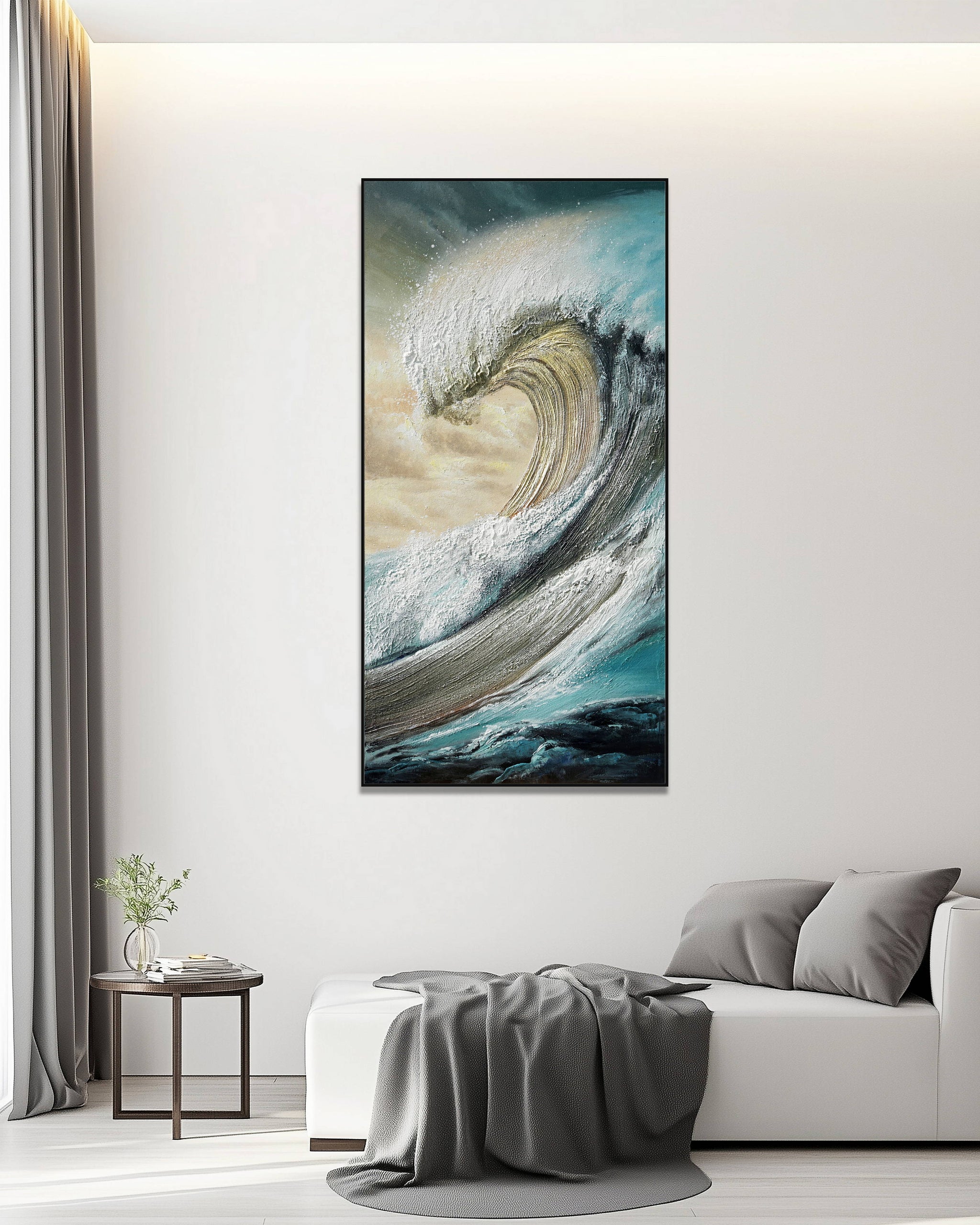 Dipinto a mano acrilico su tela Scenario Astratto 70x140cm