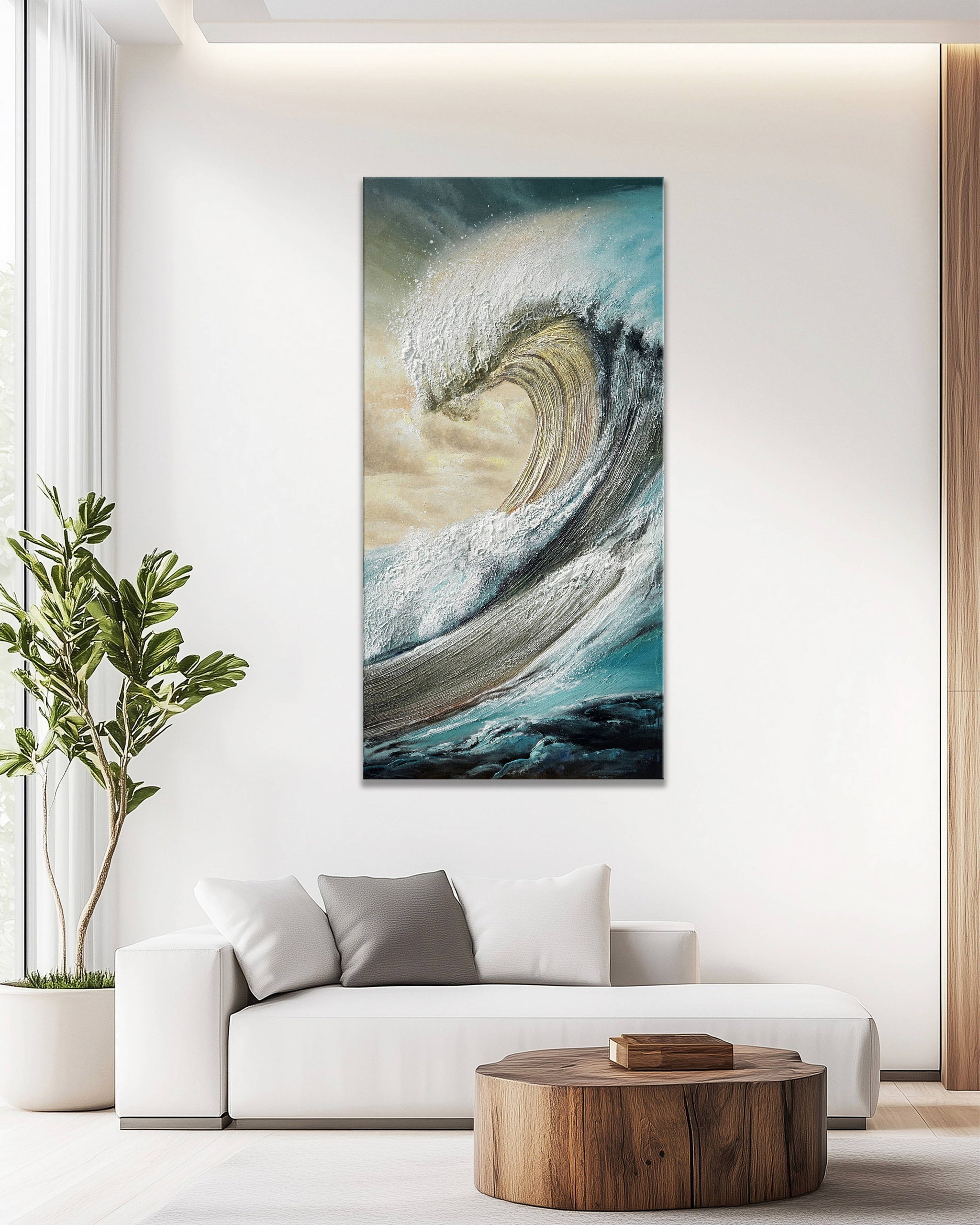 Dipinto a mano acrilico su tela Scenario Astratto 70x140cm