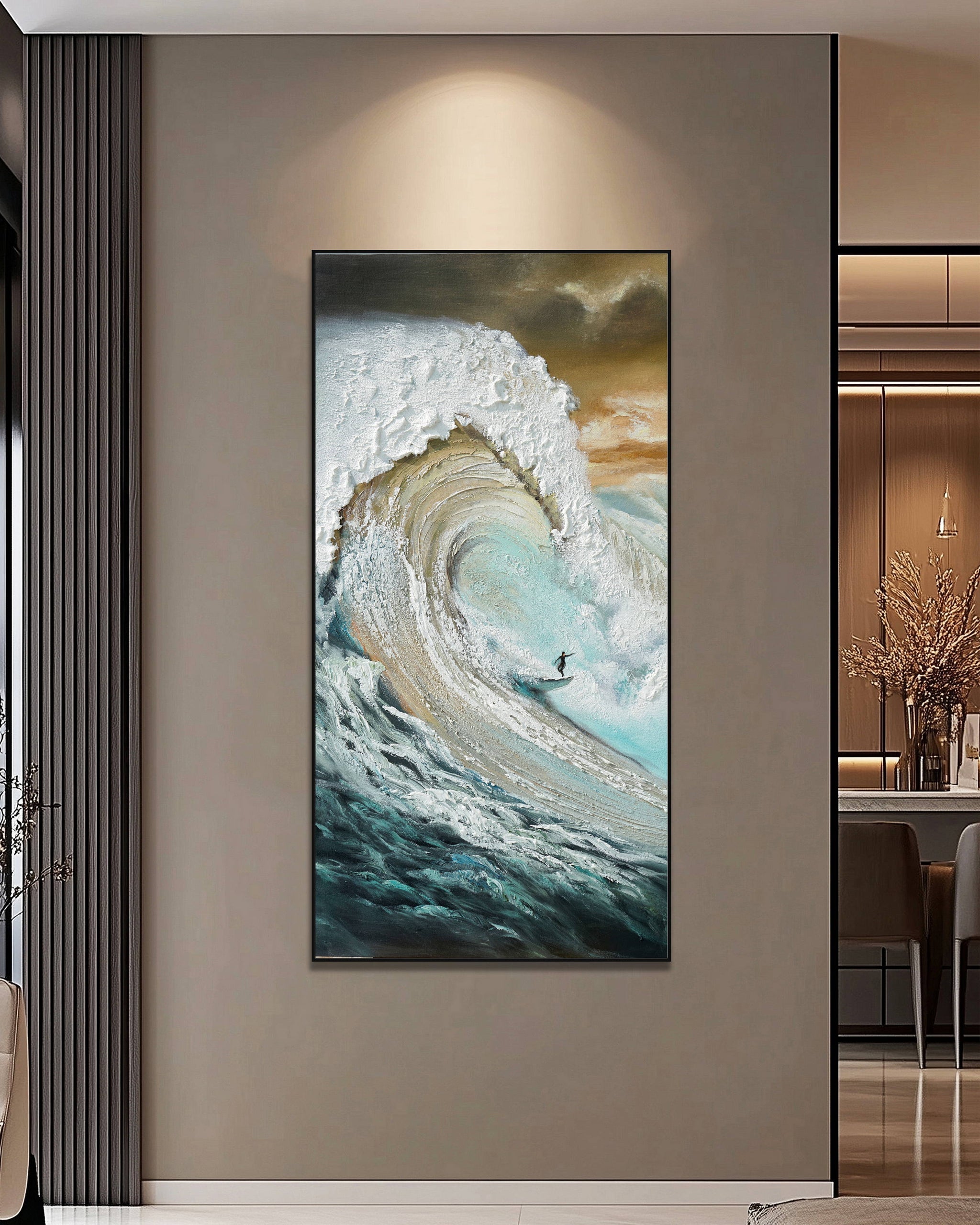 Dipinto a mano acrilico su tela Scenario Astratto 70x140cm