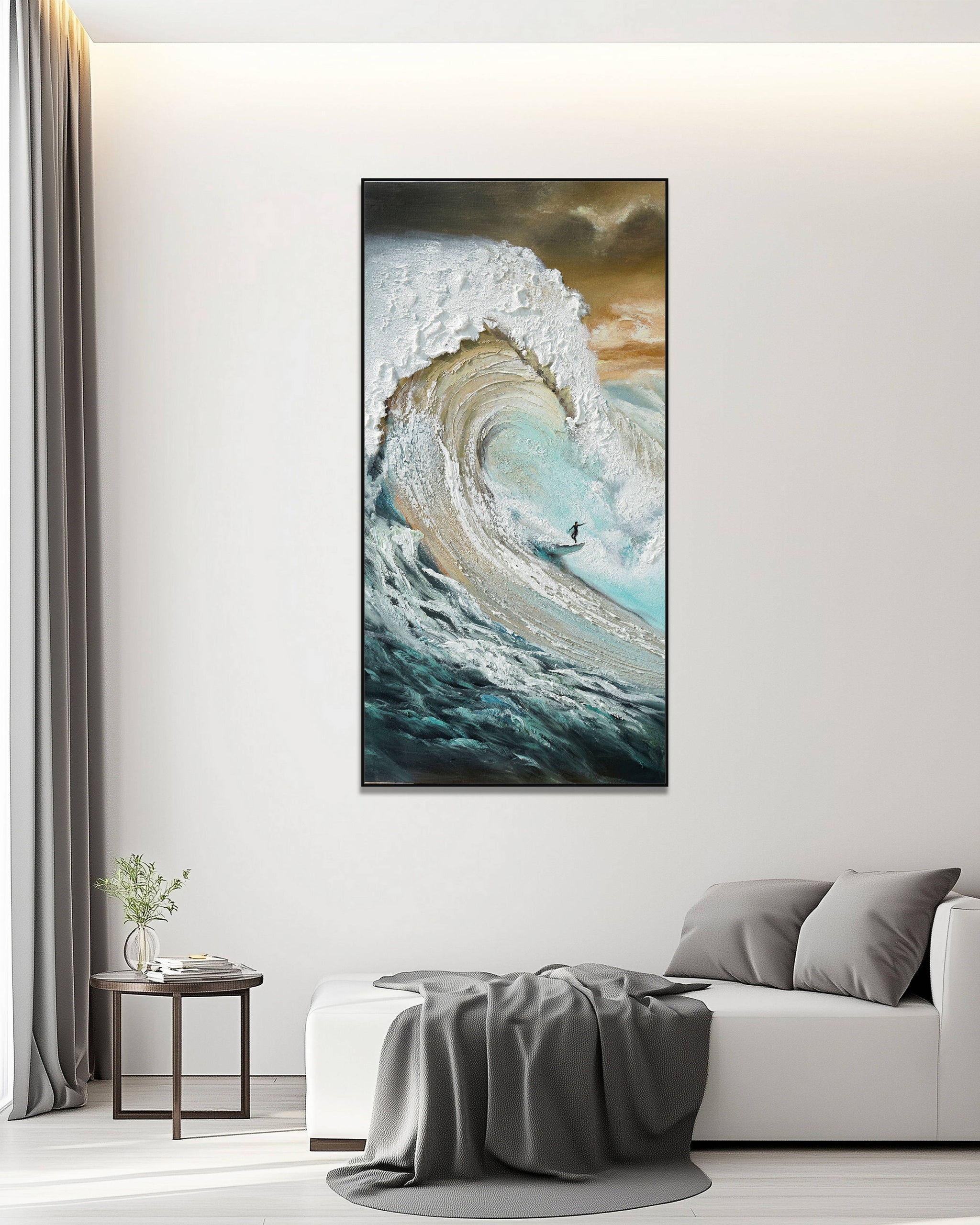 Dipinto a mano acrilico su tela Scenario Astratto 70x140cm