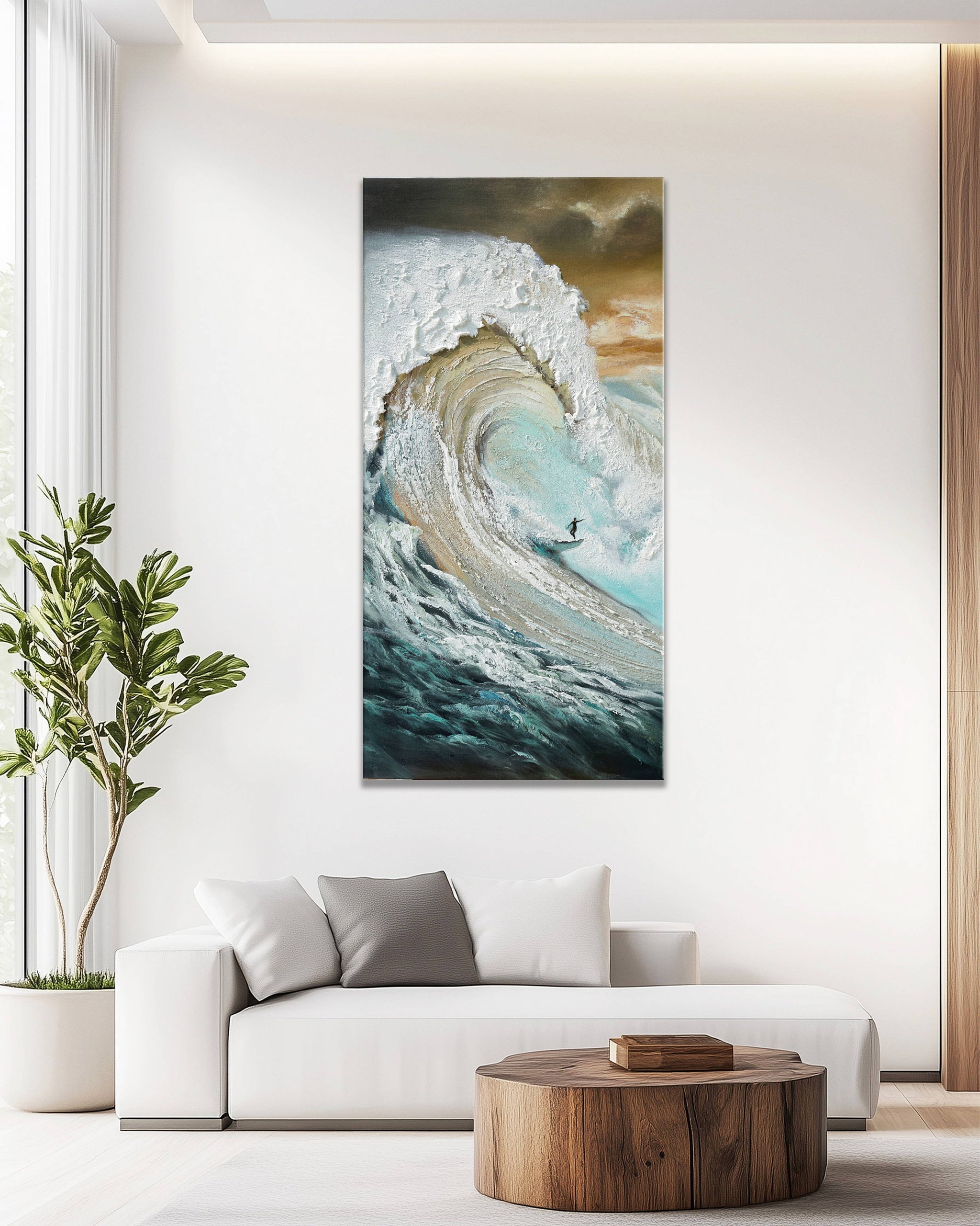 Dipinto a mano acrilico su tela Scenario Astratto 70x140cm