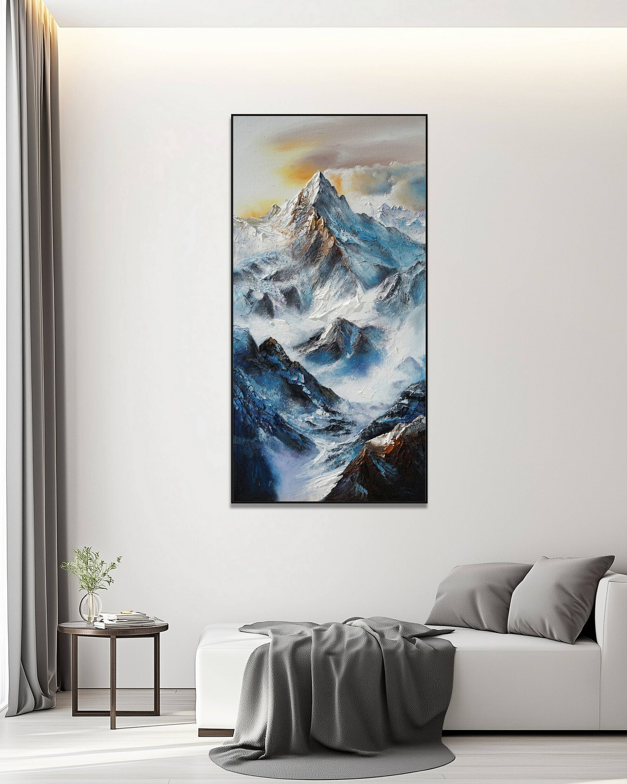 Dipinto a mano acrilico su tela Scenario Astratto 70x140cm
