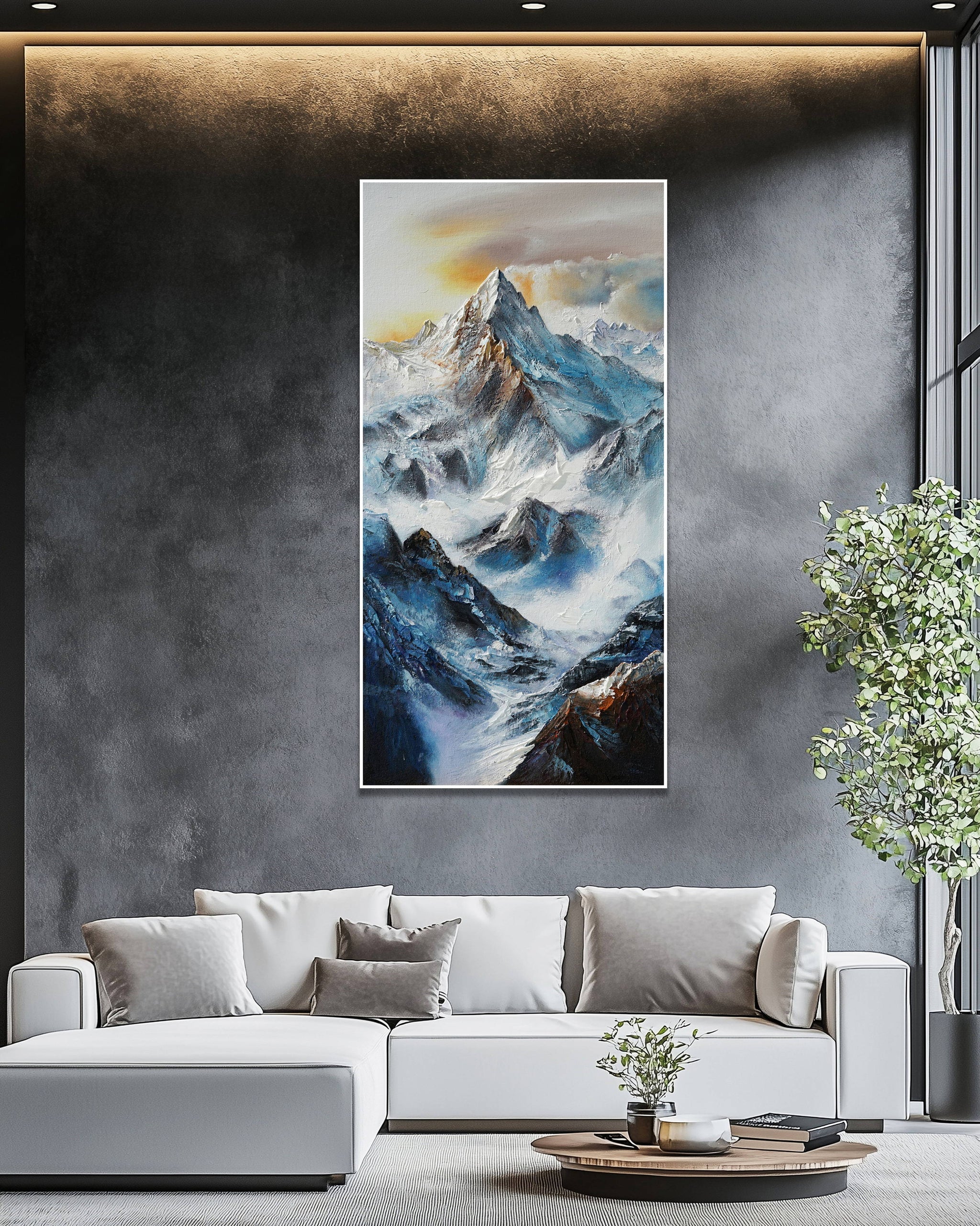 Dipinto a mano acrilico su tela Scenario Astratto 70x140cm