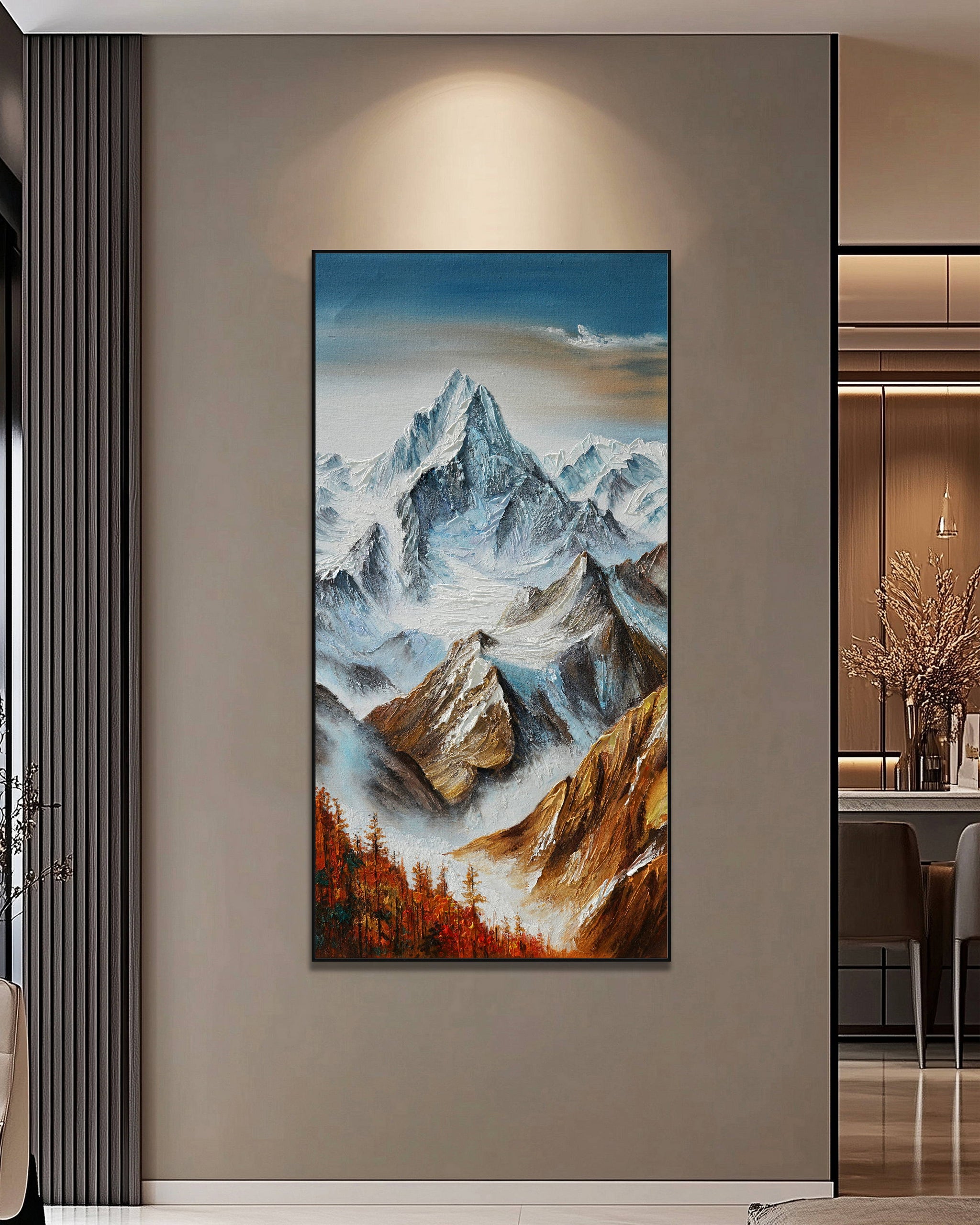 Dipinto a mano acrilico su tela Scenario Astratto 70x140cm