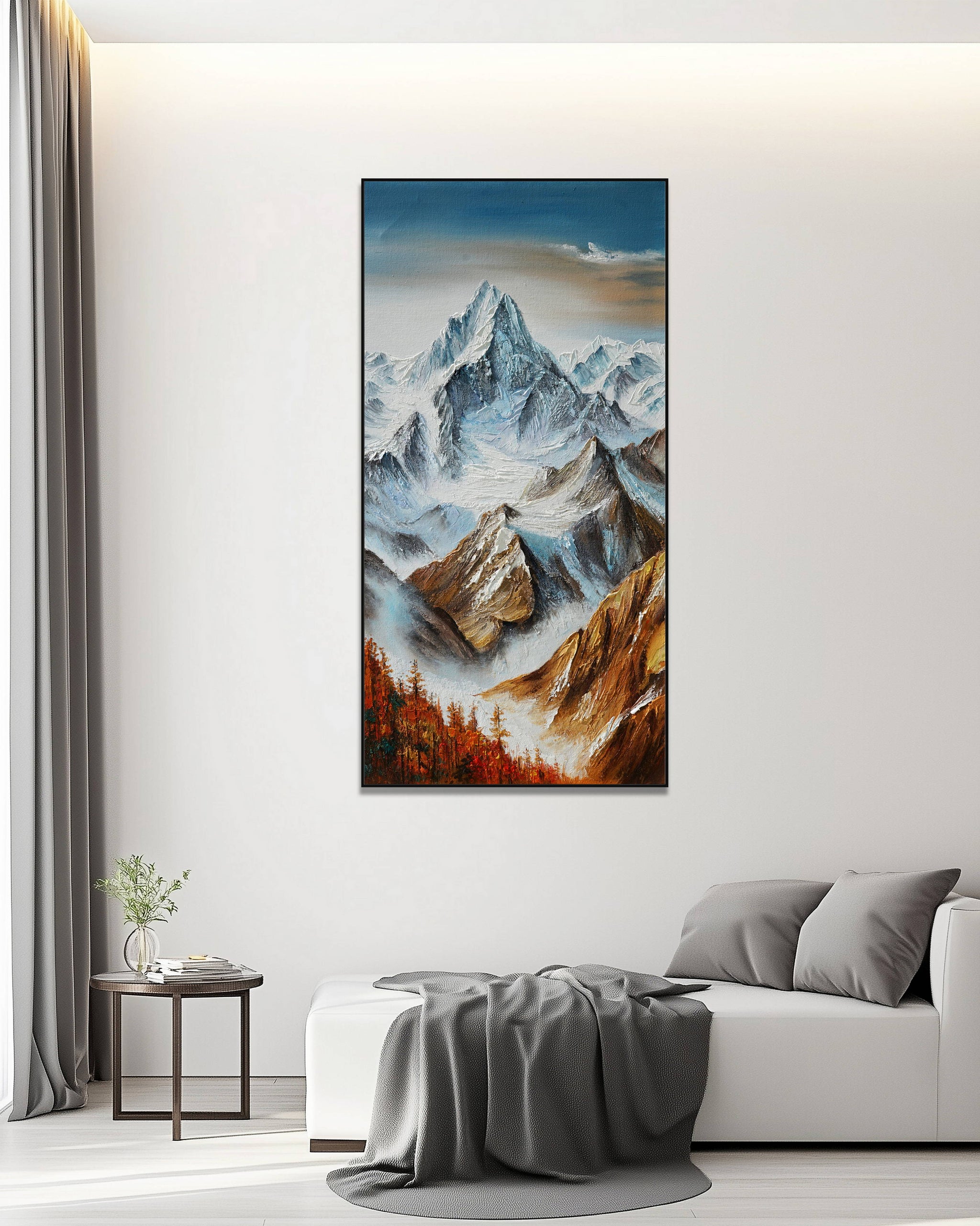 Dipinto a mano acrilico su tela Scenario Astratto 70x140cm
