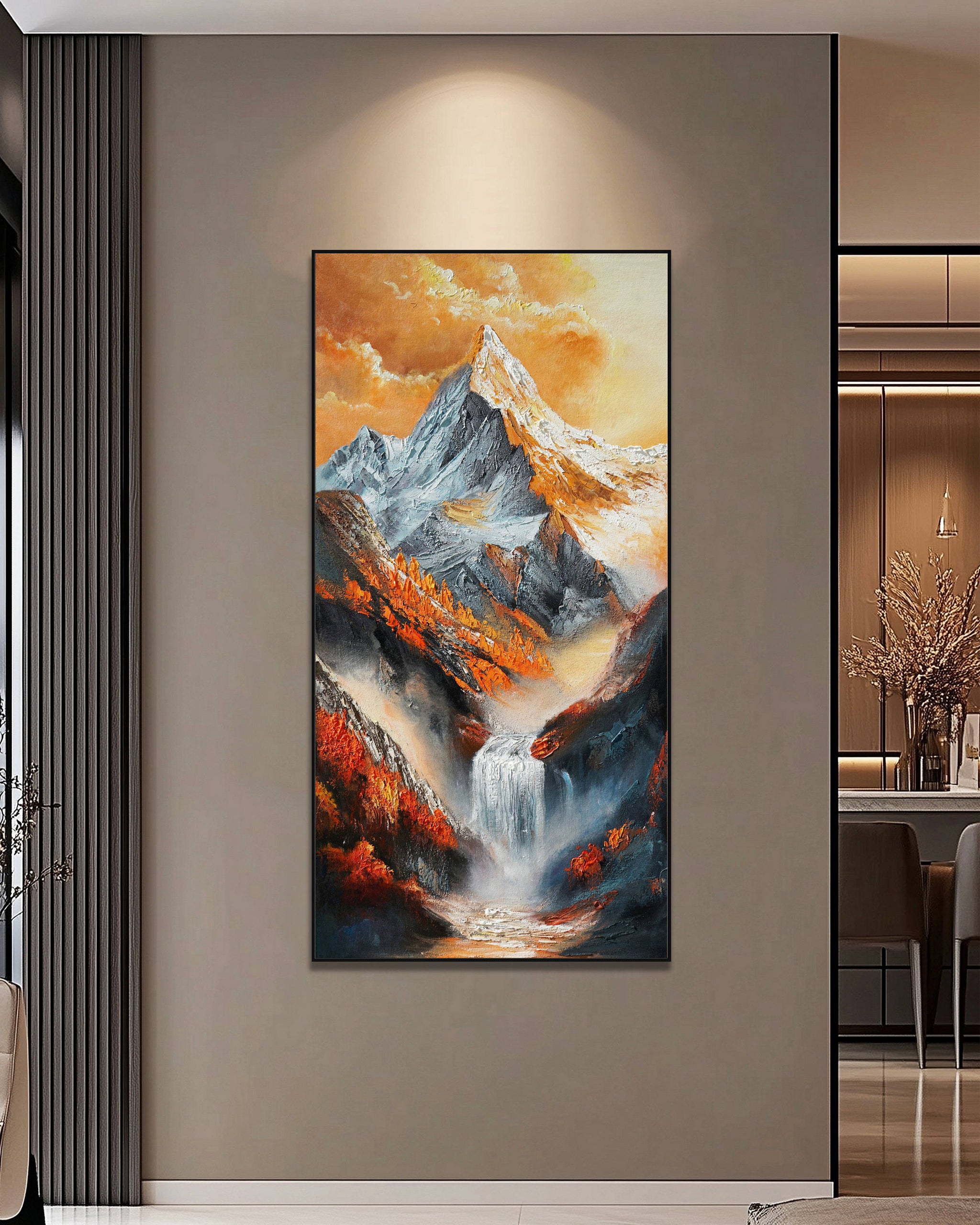 Dipinto a mano acrilico su tela Scenario Astratto 70x140cm
