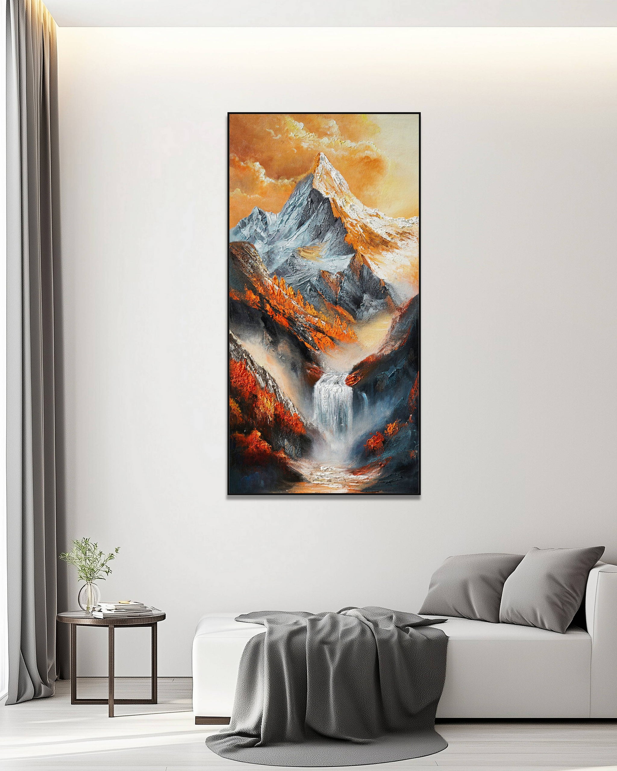 Dipinto a mano acrilico su tela Scenario Astratto 70x140cm