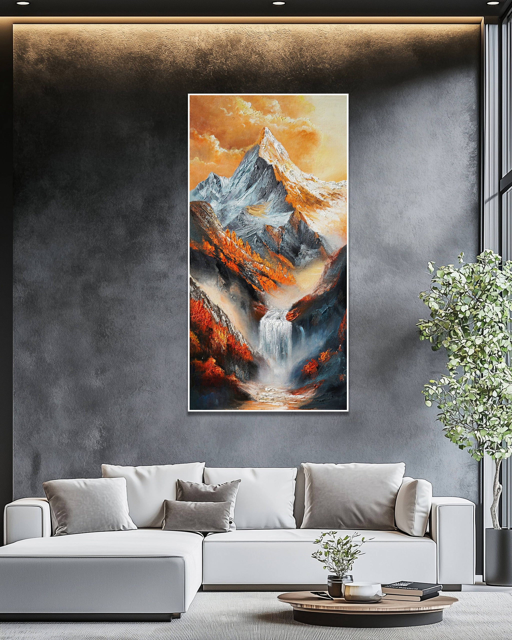 Dipinto a mano acrilico su tela Scenario Astratto 70x140cm