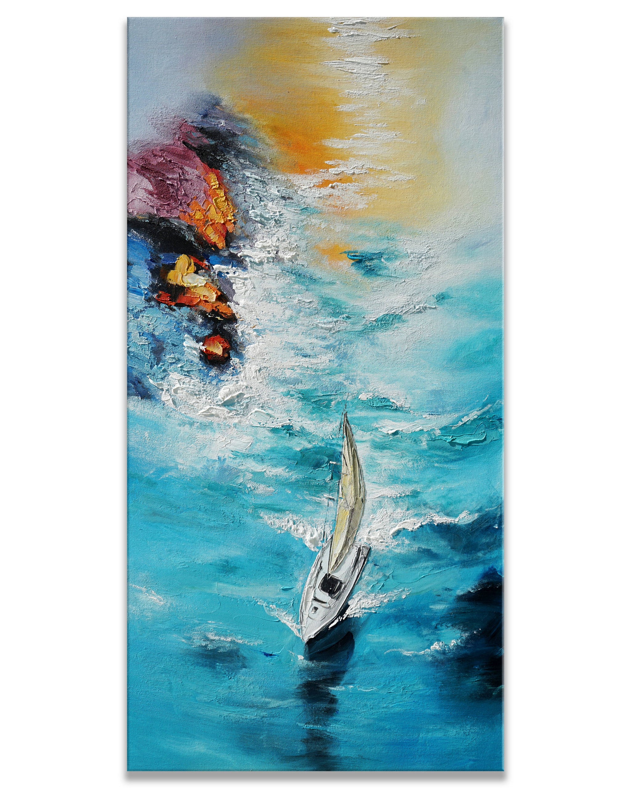 Dipinto a mano acrilico su tela Scenario Astratto 70x140cm