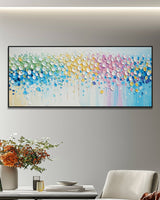 Dipinto a mano acrilico su tela Floreale  60x150cm