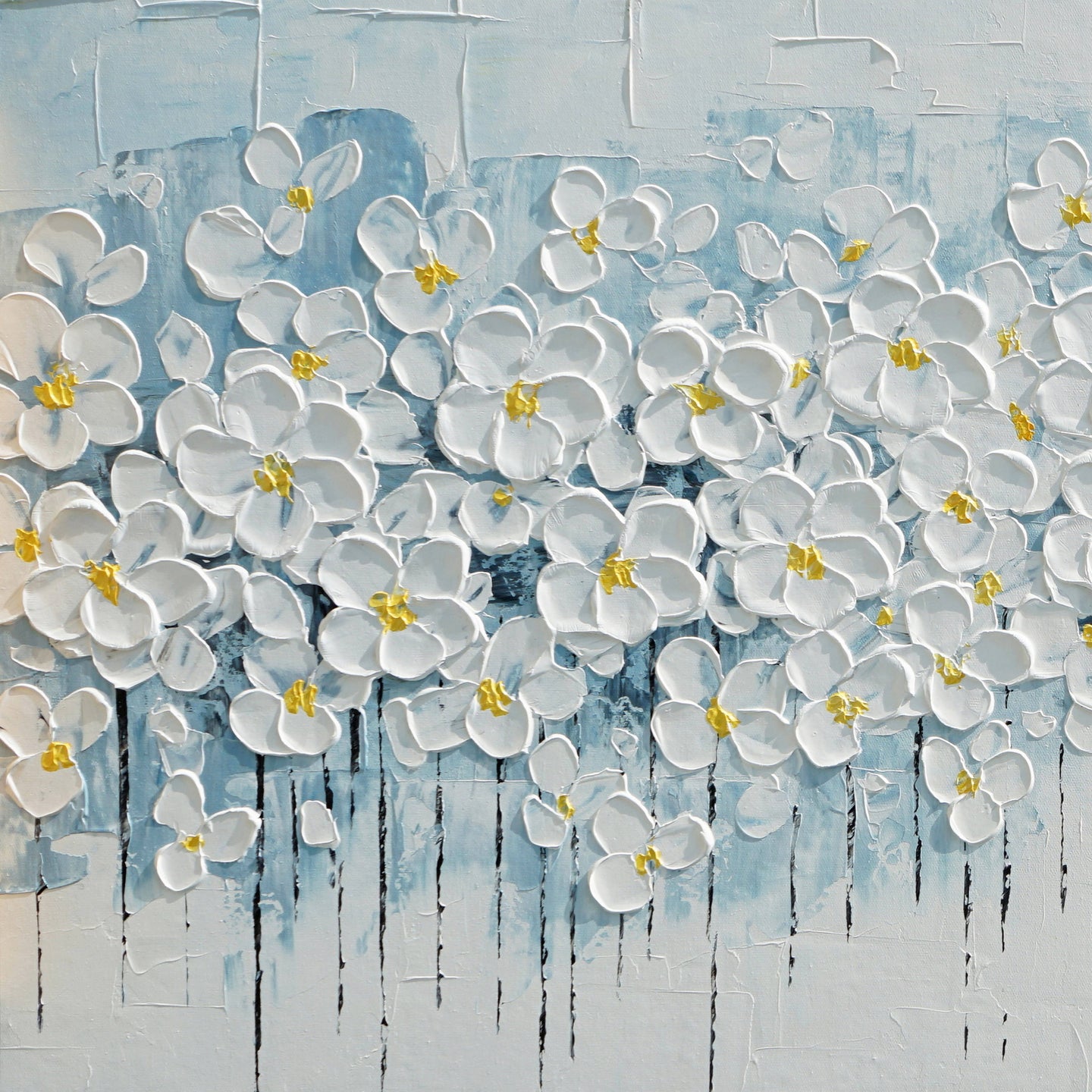Dipinto a mano acrilico su tela Floreale  60x150cm