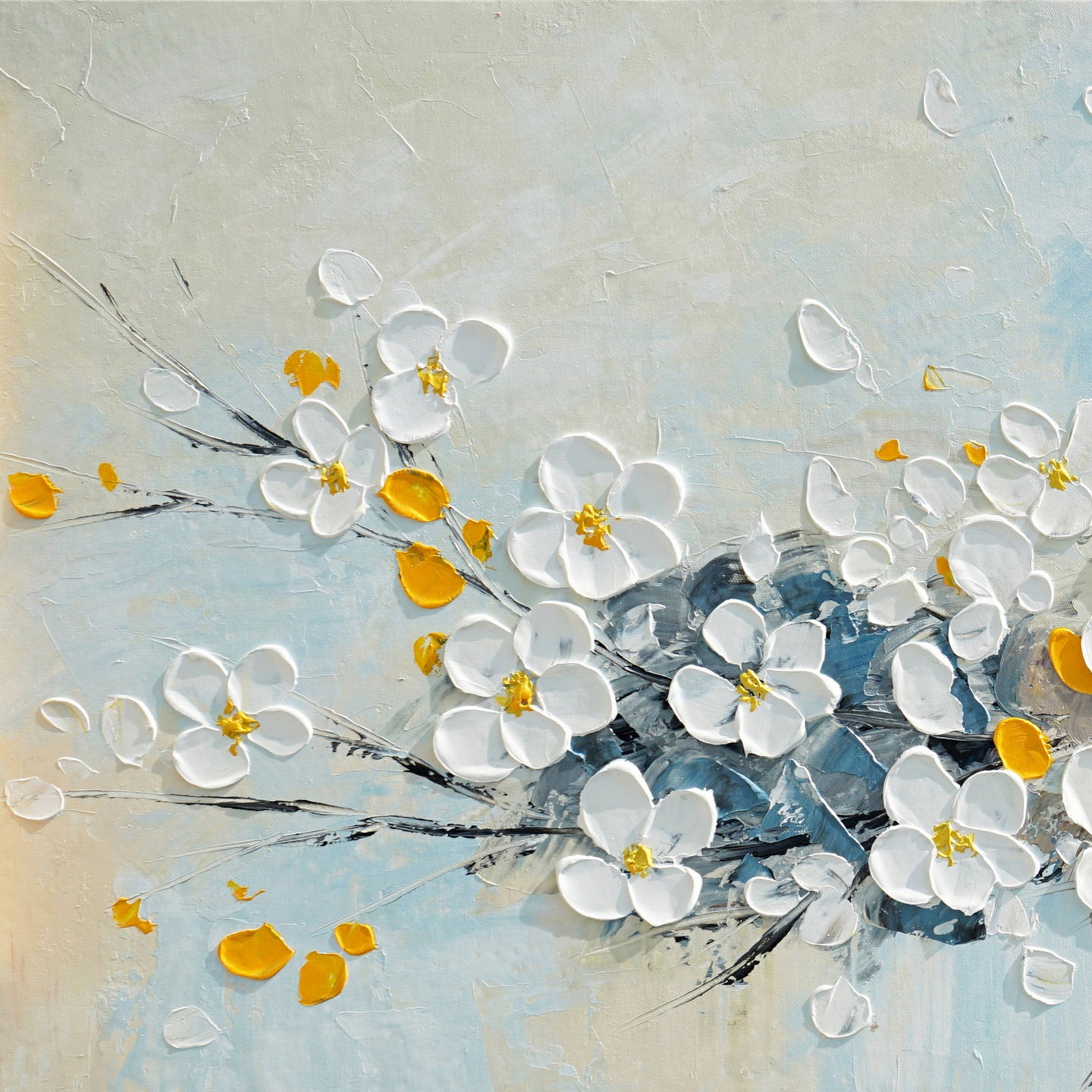 Dipinto a mano acrilico su tela Floreale  60x150cm
