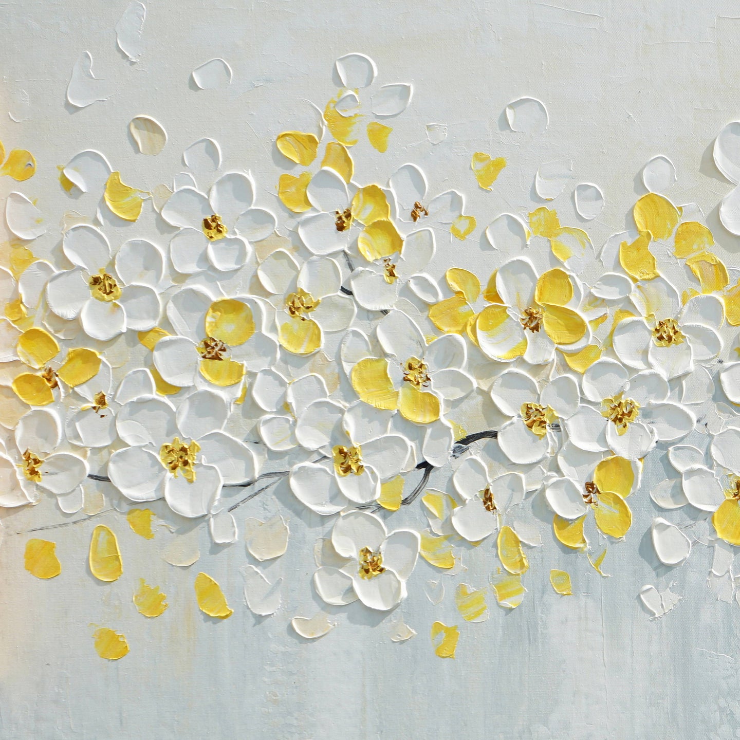 Dipinto a mano acrilico su tela Floreale  60x150cm