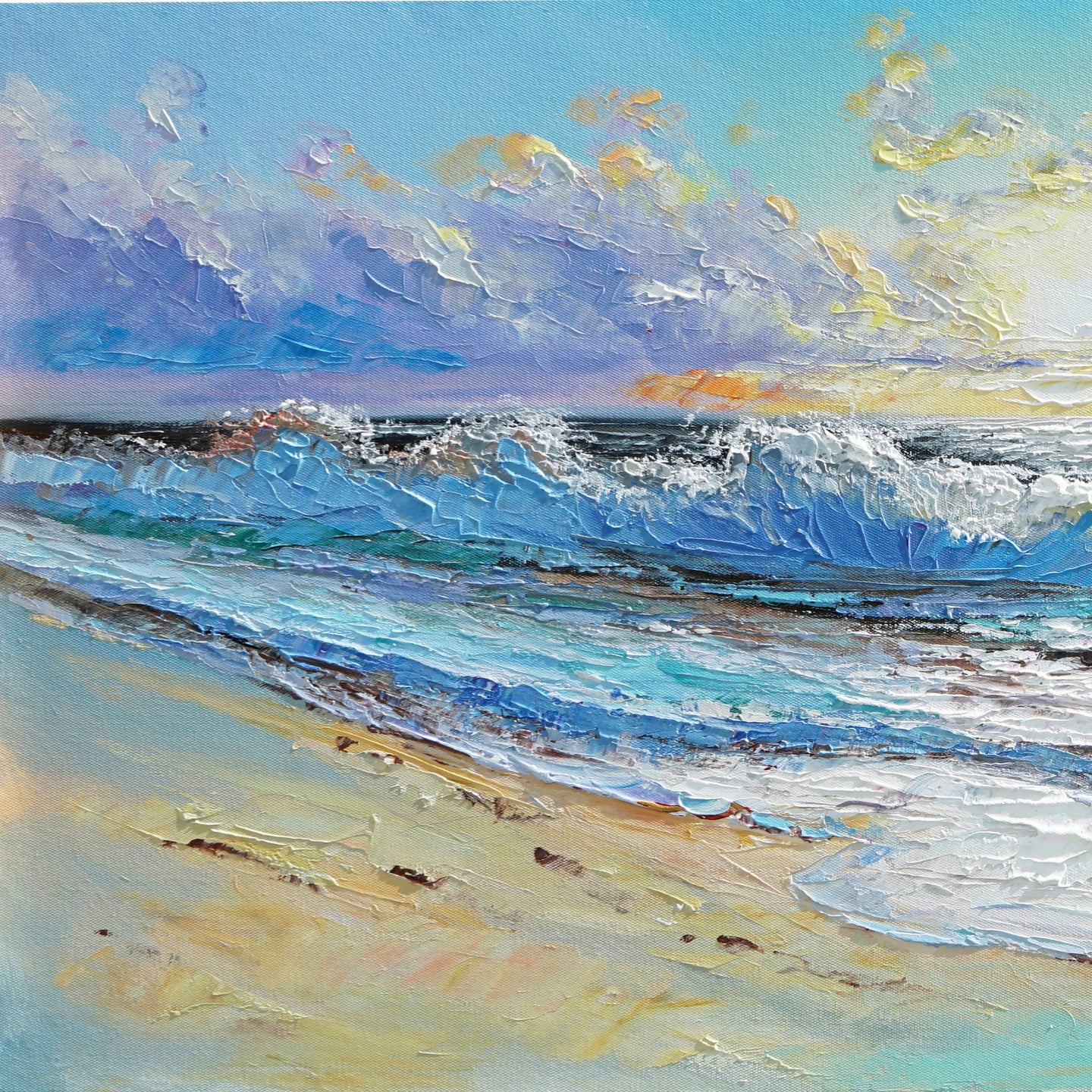 Dipinto a mano acrilico su tela Scenario Astratto  60x150cm