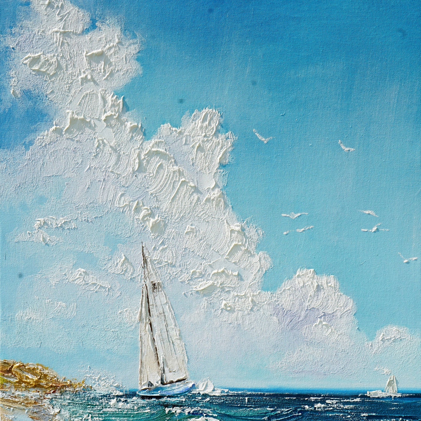 Dipinto a mano acrilico su tela Scenario Astratto  70x140cm