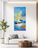 Dipinto a mano acrilico su tela Scenario Astratto  70x140cm