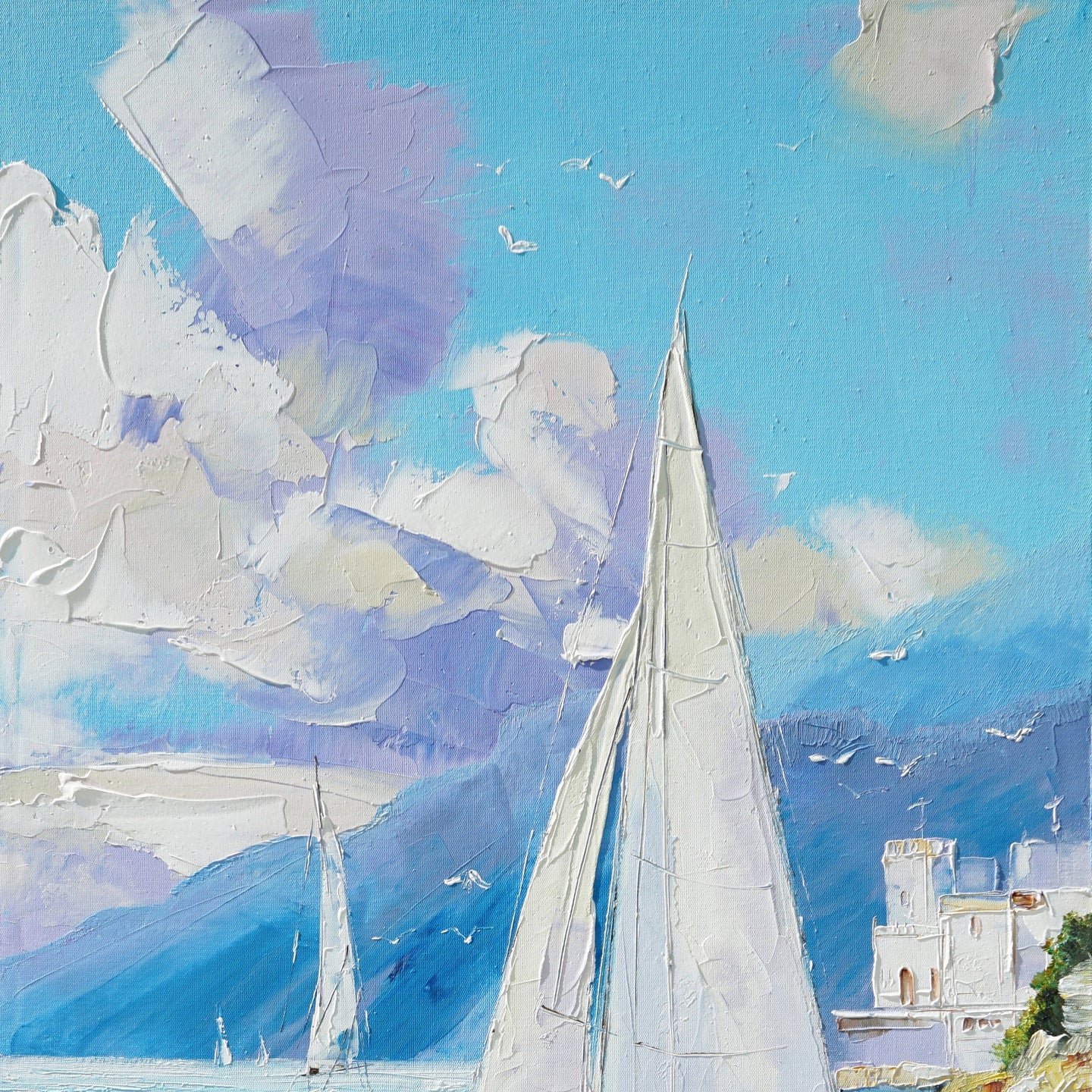 Dipinto a mano acrilico su tela Scenario Astratto  70x140cm