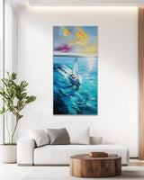 Dipinto a mano acrilico su tela Scenario Astratto  70x140cm