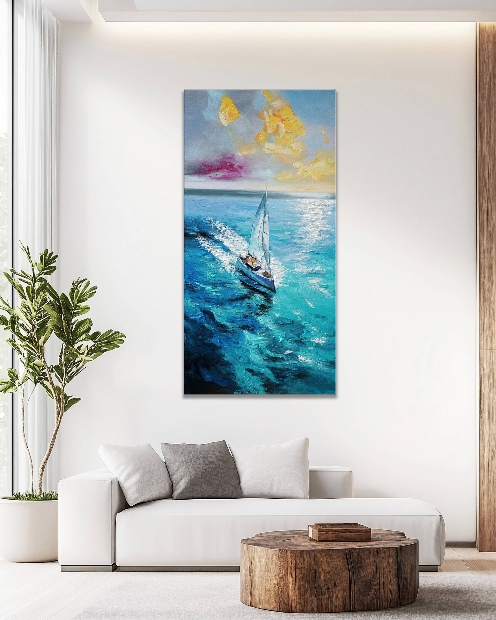 Dipinto a mano acrilico su tela Scenario Astratto  70x140cm