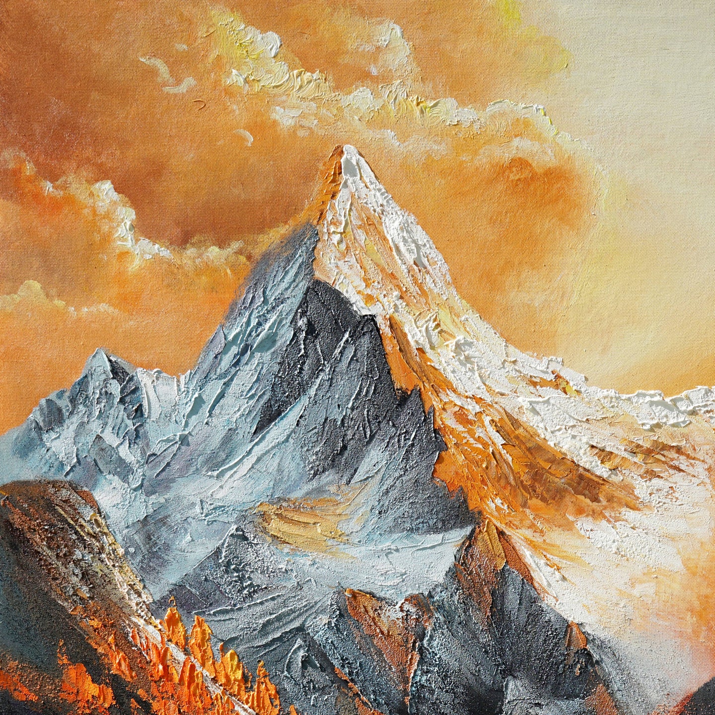 Dipinto a mano acrilico su tela Scenario Astratto  70x140cm