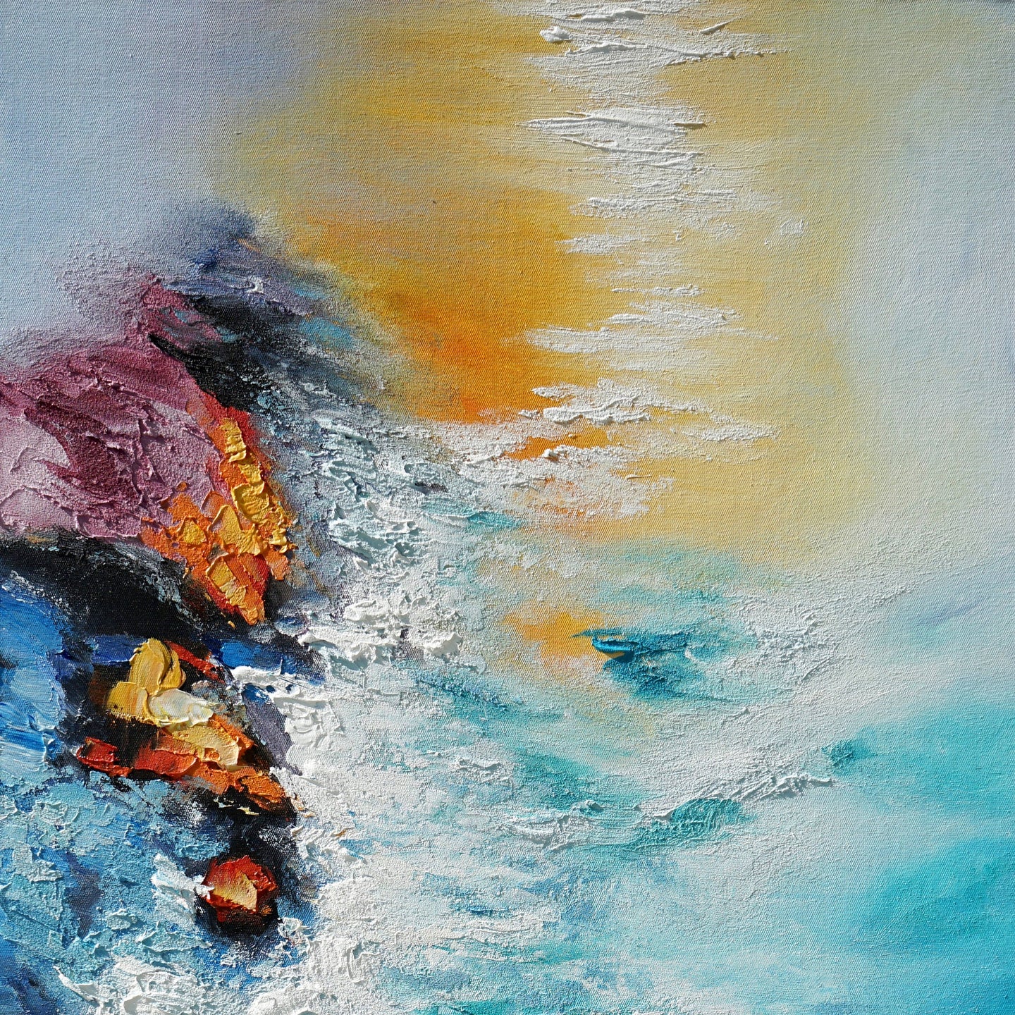 Dipinto a mano acrilico su tela Scenario Astratto  70x140cm