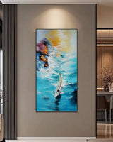 Dipinto a mano acrilico su tela Scenario Astratto  70x140cm